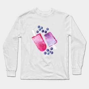 Blueberry Ice Cream Popsicles Long Sleeve T-Shirt